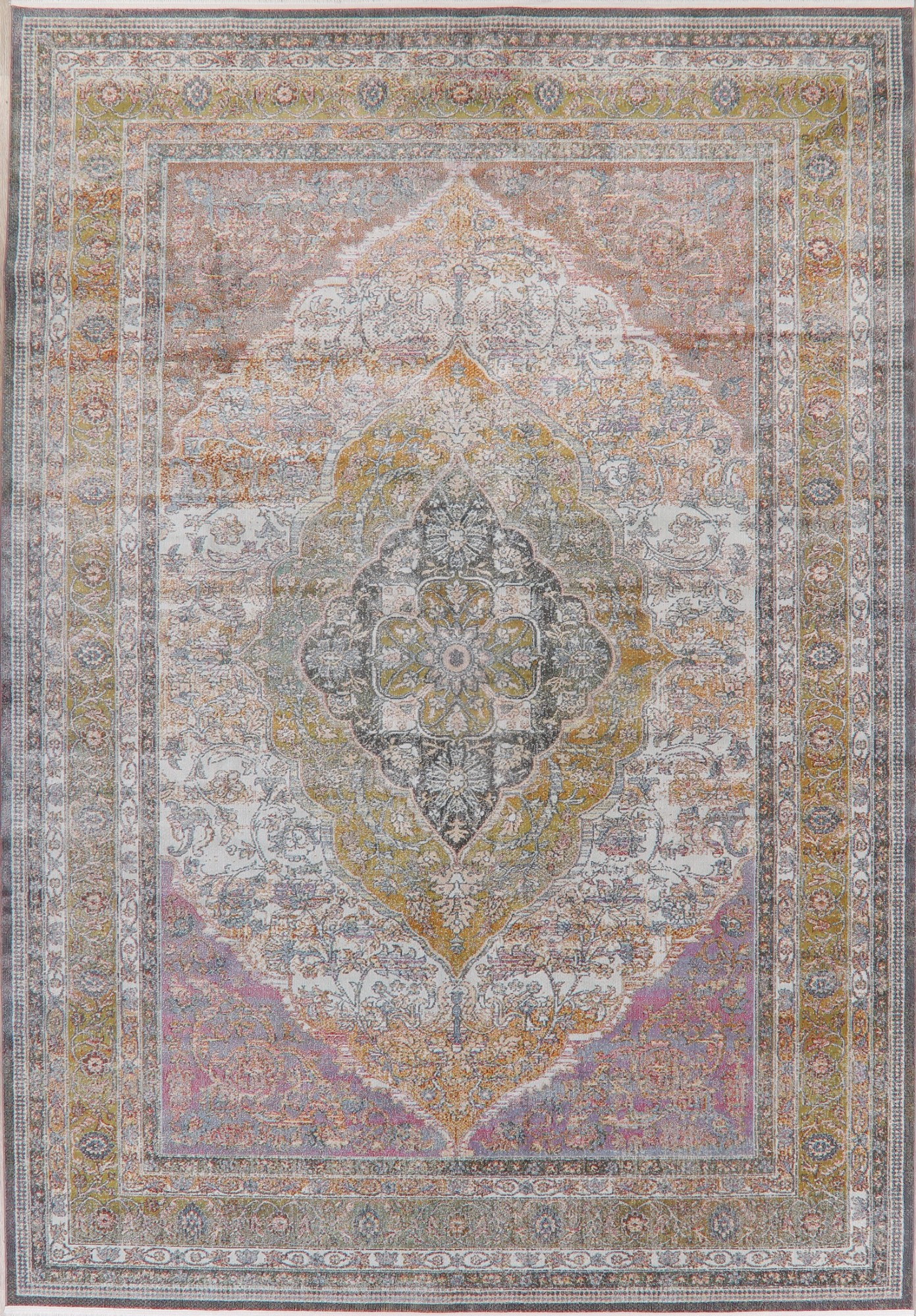 Turkish Oriental Distressed Ivory Area Rug Floral Carpet