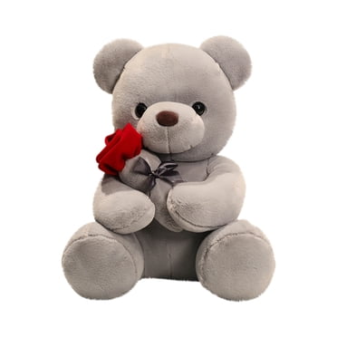 Renjiang 9" Plush Stuffed Bear with Ribbon Bow Rose Cuddly Soft Plush Dolls Bear for Teen friend Birthday Favor
