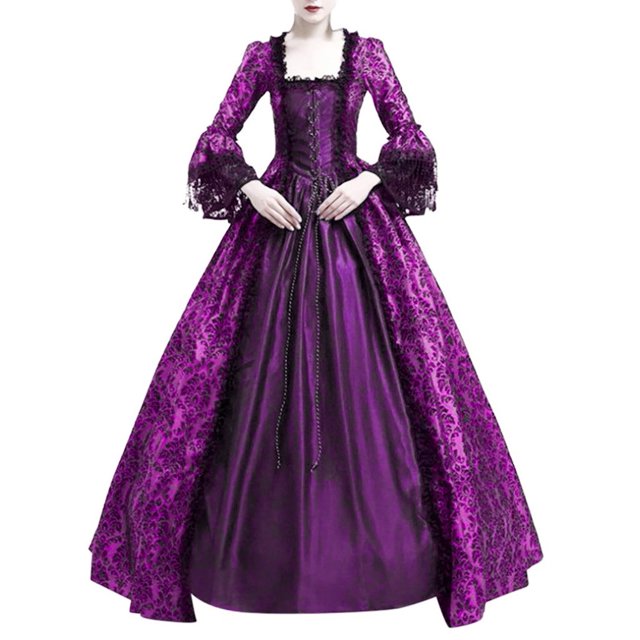 UPPADA Costumes Gothiques pour Femmes Robes Victoriennes à Manches Longues Robe Corset Grande Taille Robe Maxi Fluide Robe de Fête Robe Cocktail Robe de Mascarade à Lacets Jolies Robes de Bal Liquidation Vêtements pour Femmes