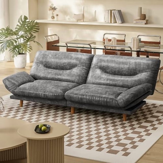 Homall Canapé-Lit Futon avec Dossier Réglable et Accoudoirs Réglables à Cinq Angles Canapé pour Petits Espaces Salon Bureau