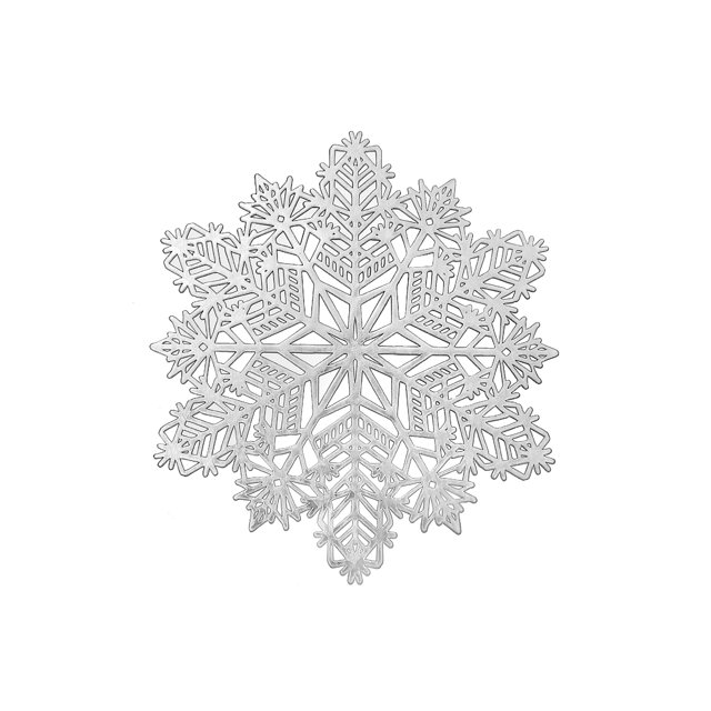 Napperon en Pvc à Flocons de Neige Découpé (Argent) - Ensemble de 12 Montrant un Napperon Argenté Orienté vers l'Avant avec un Motif Complexe de Flocons de Neige Découpés, Fabriqué en Pvc durable, 15 Pouces de Diamètre, Parfait pour les Repas des Fêtes, les Fêtes d'Hiver et la protection Décorative de la table.