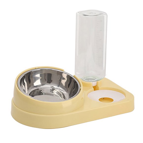 2-in-1 Pet Feeder Tilted Dog Food Bowl with 700ml Automatic Water Dispenser Stainless Steel Bowl Food And Water Feeder for Cats Dogs
