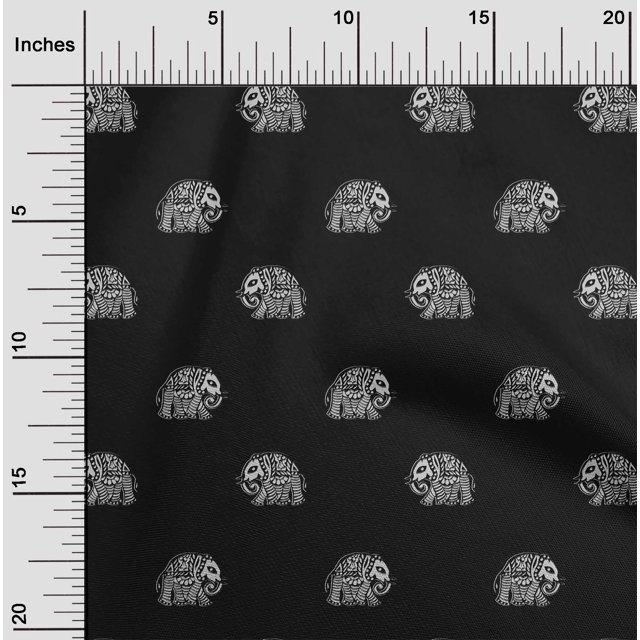 oneOone Cotton Flex Fabric Elephant Block Print Fabric By Yard 40 Inch Wide