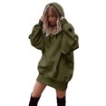 thumbnail image 1 of Grande Taille P-XXXXXL Femmes Manches Longues à Capuche Poches Chandail à Capuche Robe Tunique Chandail Automne Hiver Longs Hauts à Capuche, 1 of 2