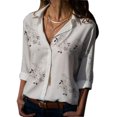 thumbnail image 1 of pitrice Chemisier à Revers à Manches Longues pour Femmes, Haut Ample à Motif Floral pour Filles, Chemise, 1 of 7