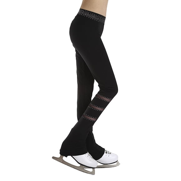 Manyakai Kids Girls Figure Ice Skating Tights Girls Dance Gymnastics Pants Shiny Rhinestones Yoga Leggings Ballet Bottoms Black 12