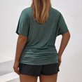 thumbnail image 4 of Timegard Womens Tops Plus Size Side Ruched Drop Shoulder Crewneck Short Sleeve Workout Top Comfy Casual, 4 of 4