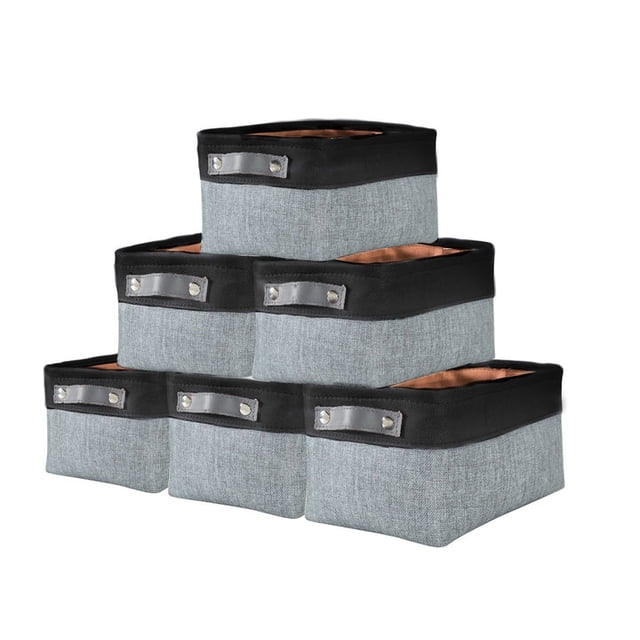 DECOMOMO 6-Packs Foldable Sturdy Storage Bin W/Handles| Great For Organizing Shelf Nursery Home Closet & Office