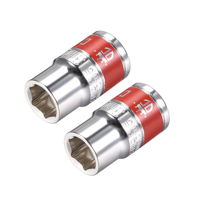 Unique Bargains 2 Pcs 1/2-Inch Drive by 13mm Shallow Socket w Red Band, Cr-V, 6-Point, Metric
