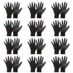 Unique Bargains Safety Work Gloves Nitrile Coated Work Glove Polyurethane Coated Smooth Glove Black 12Pairs