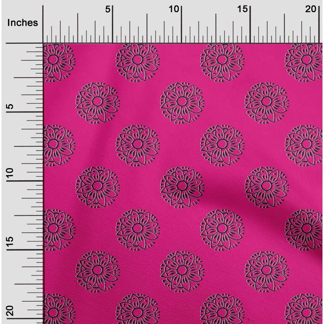 oneOone Cotton Cambric Fabric Floral Block Print Sewing Fabric BTY 56 Inch Wide