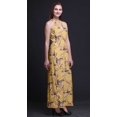 thumbnail image 2 of Bimba Bird Ladies Crew Neck Waist String Print Maxi Dress with Side Slits Summer Wear-X-Small, 2 of 6