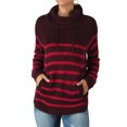 thumbnail image 1 of Women Stripe Turtle Neck Pocket Front Long Sleeve Knitted Sweater, 1 of 7