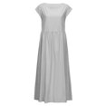 thumbnail image 2 of Innerwin Dresses Crew Neck Ladies Dress Beach Solid Color Loose Sundress Silver L, 2 of 6