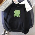 thumbnail image 2 of cllios Womens Cute Cartoon Frog Print Hoodies Long Sleeve Pullover Drawstring Hooded Sweatshirts, 2 of 3