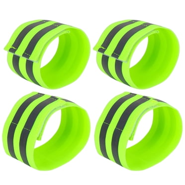 Unique Bargains 4 Pcs Bandes Réfléchissantes Vertes pour Poignet Chevilles Bracelets Haute Visibilité Ruban de Cyclisme de Nuit Sangles
