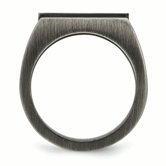 Stainless Steel Antiqued Brushed w/Black CZ Ring Size 9