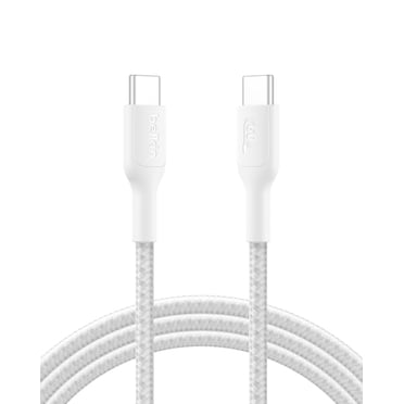 Belkin BoostCharge Braided USB-C to USB-C Cable (2M/6.6ft. 60W) - Soft, Flexible Fast-Charging Cable, Type C Charger Cord for iPhone 16 & 15 Series, Galaxy S25, MacBook, iPad Pro, & More