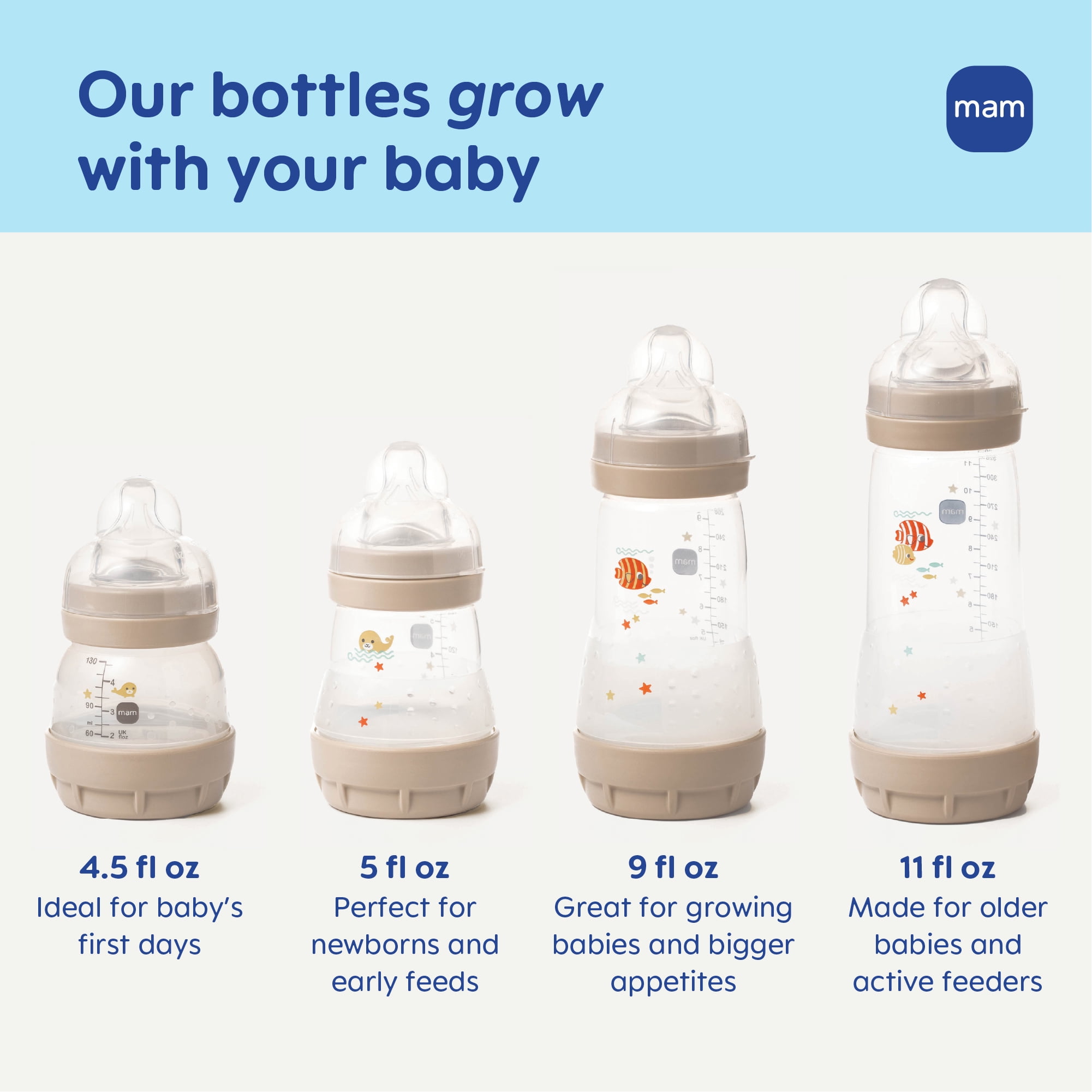 MAM Easy Start Anti-Colic Matte Baby Bottles, 2x5oz Bottles, Slow Flow Bottles with Silicone Nipple, Baby Bottles for Baby Boy