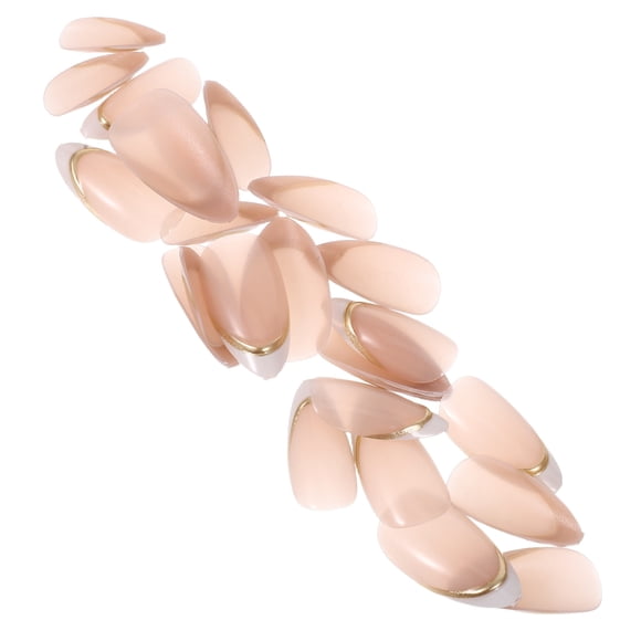 RENACLIPY 1Set Full Cover Almond Nail Tips Press on Pink French Style False Nails for Wedding Parties