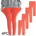 thumbnail image 1 of YUNAFFT Girls Stretchy Soft Leggings 3-12Y 4-Pack Lycra Spandex Pure Color Breathable Base Layer Pants, 1 of 9