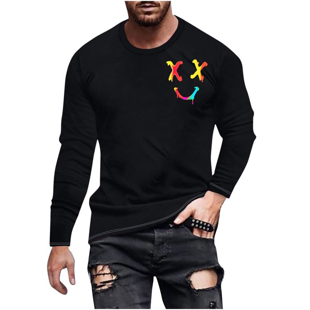 Birdeem Mens Printed Long Sleeved Top Long Sleeved Round Neck Top/Shirt