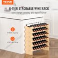 thumbnail image 2 of VEVOR 48 Bottle Stackable Modular Wine Rack, 6-Tier Solid Bamboo Wood Storage Racks, Floor Freestanding Wines Holder Display Shelf, Wobble-Free Shelves for Kitchen, Bar, and Cellar (Natural Color), 2 of 9