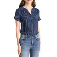 thumbnail image 1 of INSPIRE CHIC Blouse à Pois pour Femme Col en V Manches Courtes Haut de Bureau m Bleu Marine, 1 of 7
