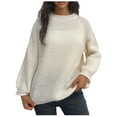 thumbnail image 2 of BVOFAR Chandails pour Femmes Grande Taille Chandails de Couleur Unie Manches Longues Col Rond Hauts Décontractés Coupe Ample Chandail, 2 of 5
