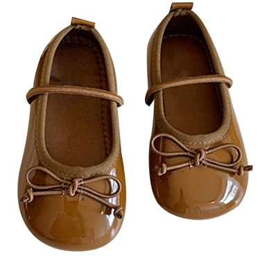 MIASHUI Toddler Girls Ballerina Flats Kids Mary Janes School Uniform Dress Shoes,Brown,9-9.5 Years