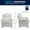 thumbnail image 3 of Deluxe Padded Contemporary White Vinyl Kids Recliner with Storage Arms, 3 of 9