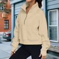 thumbnail image 2 of Stand Collar Fall Clothes Half Zip Women Solid Color Daily Outfit (Coffee XL), 2 of 6