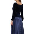 thumbnail image 3 of INSPIRE CHIC Women's Velvet Square Neck Long Sleeve Blouses L Deep Blue, 3 of 5