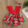 thumbnail image 2 of Kmbangi Baby Watermelon Print Clothes Set, Deep V-neck Jumpsuit+Headband, 2 of 7