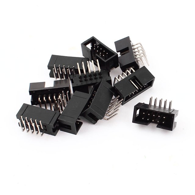 Unique Bargains 10pcs 90 Degree 10 Pin 2 Row 2.54mm Male JTAG Socket Connector Box Header