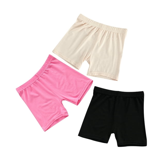 3Pcs Girls Summer Safety Pants Anti-emptied Stretch Mid-rise Shorts