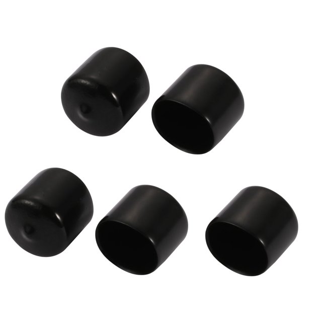 Unique Bargains 5Pcs 23mm Inner Dia PVC Flexible Vinyl End Cap Screw Protector Cover Black