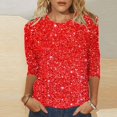 thumbnail image 2 of Ketyyh-chn99 T-Shirt Surdimensionné Femme Mode Blouse Ample T-Shirts pour Femmes Manches Longues Col Rond Chemises T-Shirt Basique Hauts Blouse Rouge, TG, 2 of 5