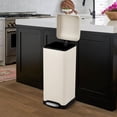 thumbnail image 4 of TROPOW 8 Gallon Bathroom Step Trash Can, 30-Liter Square Stainless Steel Foot Pedal Garbage Can with Soft-Close Lid for Kitchen, with Removable Inner Bucket,Beige, 4 of 8