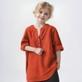 thumbnail image 2 of zbxnLI Kids Girls Spring Long Sleeve Shirts Button V Neck Casual Loose T-Shirts Solid Color Summer Tops, 2 of 7