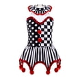 thumbnail image 1 of Oyolan Robe de Danse Ballet pour Filles, Justaucorps à Col Licou, Costume de Cosplay de Clown de Cirque d'Halloween Carnaval Noir&Rouge 12, 1 of 5