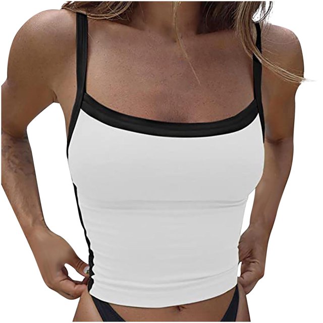 DPTALR Blouse Sans Manches à Col Rond pour Femme, T-Shirt Patchwork Ample