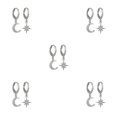 thumbnail image 1 of pitrice 1 Pair Moon Star Earrings Ears Pendant Exquisite Irregular Woman Jewelry Ear Dangle Fashion Accessory for Decor Gifting Using Silver 5Set, 1 of 6