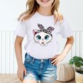 thumbnail image 2 of PMVFHDE T-Shirts d'Été Décontractés pour Filles T-Shirt Mignon à Motif pour Fille Col Rond Manches Courtes T-Shirt d'Été Décontracté Blanc, 8-9 Ans, 2 of 5