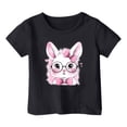 thumbnail image 3 of Hauts Filles Été Manches Courtes Mignon Imprimé Lapin de Pâques Col Rond T-Shirt Décontracté Garçons T-Shirts Noir 4-5 Ans, 3 of 3