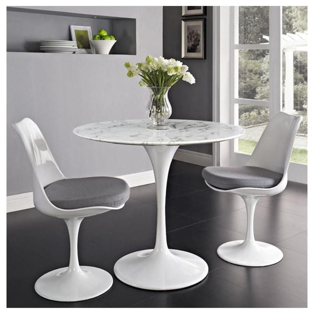 TABLE À MANGER TULIPE EN MARBRE faite de dessus en marbre blanc 32"