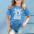 thumbnail image 2 of MEZZALL T-Shirt Imprimé Respirant Décontracté de Mode pour Filles, T-Shirts Graphiques, Hauts, Bleu, 4-5 Ans, 2 of 4