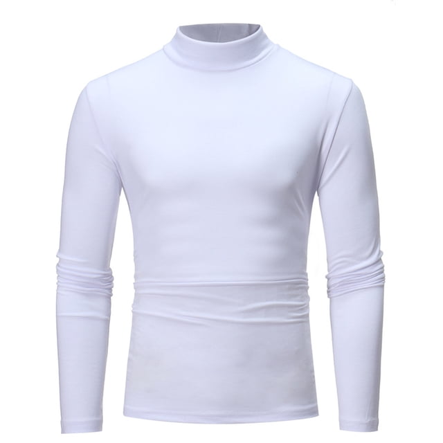 CEHVOM Chemise de Base Ajustée Extensible Unie à Col Mi-Haut à Manches Longues pour Homme Vente