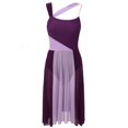 thumbnail image 1 of RUNQHUI Robe Justaucorps Sans Manches en Maille à Blocs de Couleur pour Danse Lyrique Contemporaine Moderne pour Femmes Violet TG, 1 of 5