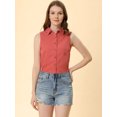 thumbnail image 3 of INSPIRE CHIC Chemise Sans Manches à Col Pointu à Simple Boutonnage pour Femme P Rose Foncé, 3 of 6